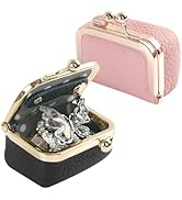 LIOUCBD 2 Pcs Genuine Leather Mini Jewelry Box, Portable Travel Jewelry Case Organizer for Women,...