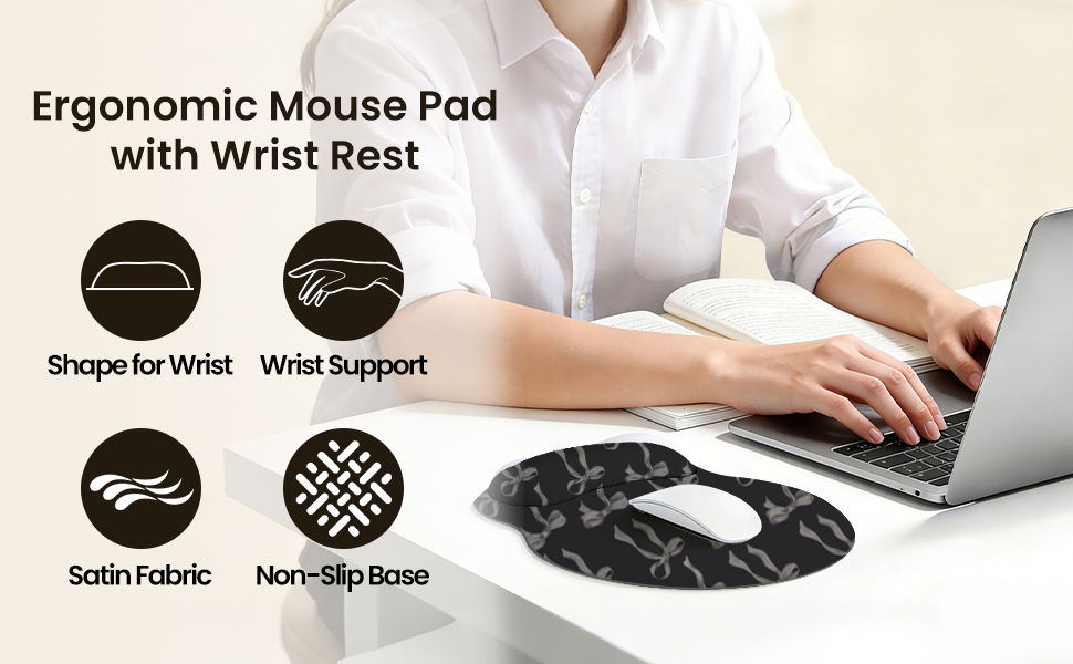 Bow Mouse Pads with Memory Foam Wrist Rest