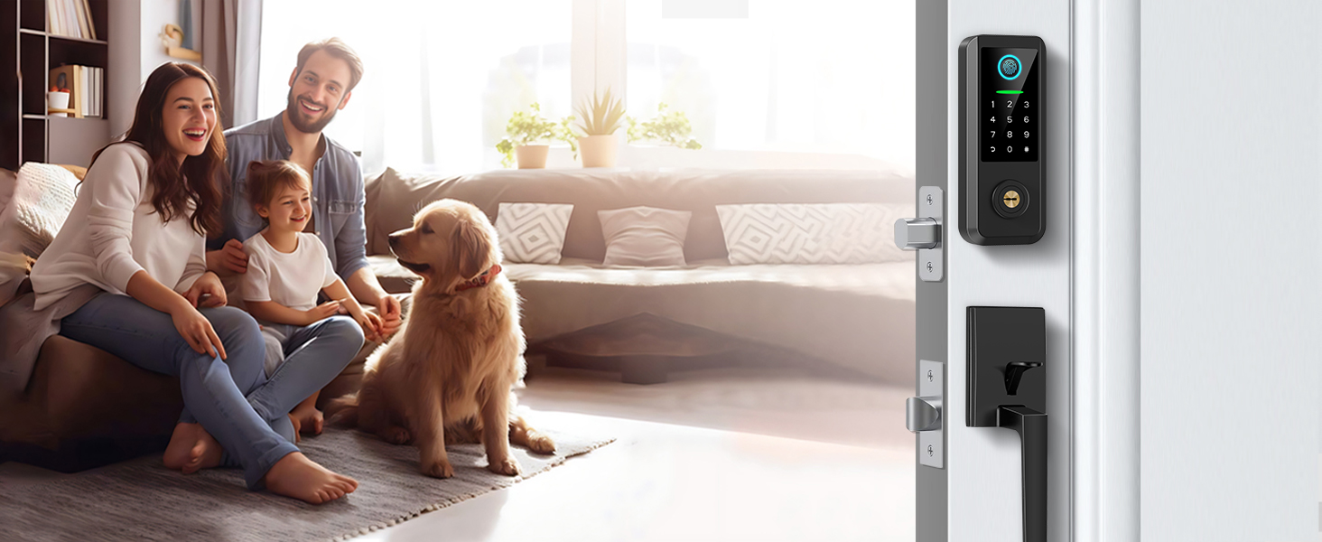 keyless entry door lock with handle