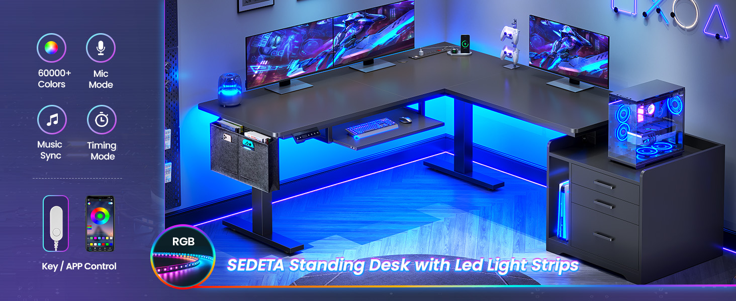 l shaped standing desk gaming desk