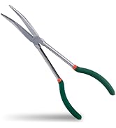 INJOYTEC Long Handled Curved Nose Pliers 11-Inch Long Reach Pliers 30 Degree Bent Head Needle Nos...