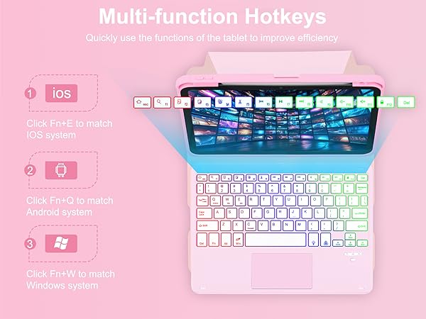 iPad 10th Gen Rotating Keyboard Case - Pink-3-1