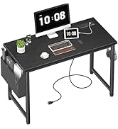 Lufeiya 39 inch Computer Desk with Power Outlet, 40 inch Teen Study Table Home Office Work Writin...