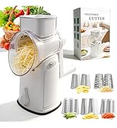 iETH Cheese Grater Hand Crank with Integrated Storage Room, 5 Blades Cheese Grater Rotary with Ha...