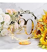 NAWTOR 20Pcs Gold Acrylic Table Numbers Lace Table Numbers With Stands Holder Base Elegant Mirror...