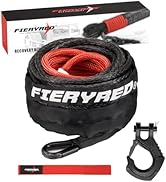 FIERYRED 1/4inch 50FT 9500LBS Synthetic Winch Rope Cable Kit with Forged Hook and Strap, Winch Li...