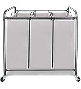 STORAGE MANIAC 3 Section Laundry Sorter, 3 Bag Laundry Hamper Cart with Heavy Duty Rolling Lockab...