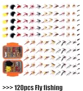 EXAURAFELIS Fishing Gear Fishing Lure 64/100/120PCS Flying Flies kit Dry Wet Flies Tackle Box Fly...
