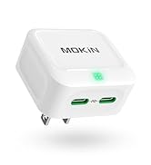 USB C Wall Charger, 40W Fast Charger Type C Charging Block Dual Port GaN+ PD Power Adapter with F...