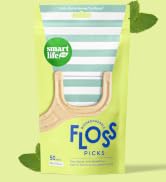 4 Bags of Natural Dental Floss Picks, Mint flavored and thin thread, 200 floss picks total
