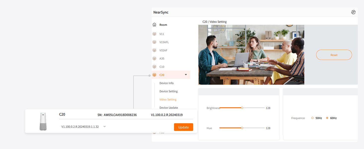 Screenshot of a video conferencing interface showing a meeting in progress. The screen displays video feeds, chat window, and control options for an online collaboration platform.
