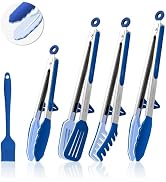 5-Pack Silicone Tongs for Cooking,Maywe Tanso 4PCS 13-Inch Cooking Kitchen Tongs with Silicone Ti...