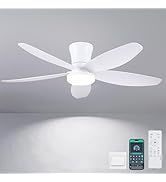 Surtime 42" Ceiling Fans with Lights-Low Profile Ceiling Fan with Light and Remote/APP Control,Fl...