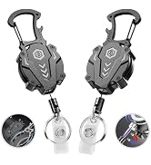 Autonomier 2Pack Heavy Duty Retractable Keychain, Tactical ID Badge Holder Reel Carabiner Clip wi...