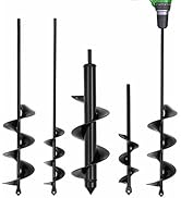 TCBWFY 4 Pack Garden Auger Spiral Drill Bits - 1.6"x9", 1.6"x16.5", 3"x16.5", 3"x12" - Heavy Duty...