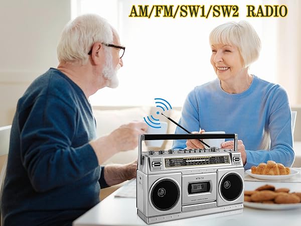 radio cassette player boombox sliver