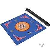 GUSTARIA Mahjong Mat with 3 Dice &amp; Carrying Bag, Anti Slip and Noise Reduction Mahjong Table Mat ...