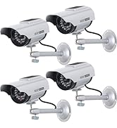 WALI Solar Powered Bullet Dummy Fake Simulated Surveillance Security CCTV Dome Camera Indoor Outd...