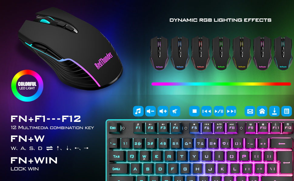 LED backlit wireless keyboard and mouse