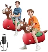 QPAU 2 Pack Large Inflatable Reindeer Hopper Bouncy Toy, 250lbs High Capacity Ride-on Animal for ...