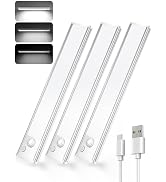 VOZUJI Under Cabinet Rechargeable Lighting: 12 Inch Motion Sensor Dimmable Lights Indoor - Batter...