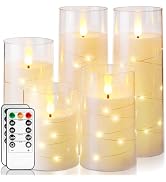 Homemory Flameless Candles with Embedded Star String Fairy Lights, Battery Operated Candles, LED ...