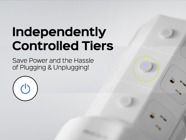 power strip with 3 independent switches