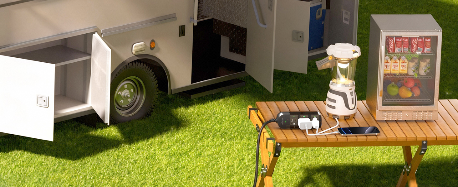 Outdoor Power Strip, 5 Ft, 1625W/13A IPX6 Waterproof, for Courtyard, Garage, Workshop, Camping, RV