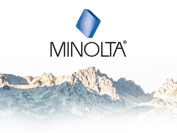 Minolta Banner with Minolta Logo on Landscape Photography Image