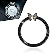 Bawkars Bling Push Start Button Cover, Sparkling Butterfly Ring Emblem Car Accessories, Girly Car...