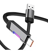 GUGOBOX USB to USB-C Cable 3.9 FT Nylon Fast Charging Cable with LED Color Changing Indicator 60W...