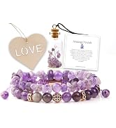 2 Pcs Healing Crystal Bracelet 8mm Bead Bracelets Adjustable Handmade Gemstone Natural Crystals a...
