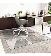 [Tempered Glass] 48" x 60" Glass Chair Mat, Heavy Duty Hard Tempered Glass Mat with Round Corner ...