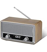 Audiocrazy AM FM Radio Plug in Wall, Radio with Bluetooth for Home, Best Reception Clock Radio wi...
