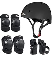 JBM Adult &amp; Kid Skating Protective Gear Set for Beginner to Advanced, Skateboard Helmet Knee and ...