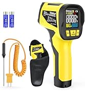 Infrared Thermometer Gun, Digital Laser Thermometer Temperature Gun with Thermocouple Probe, Non-...