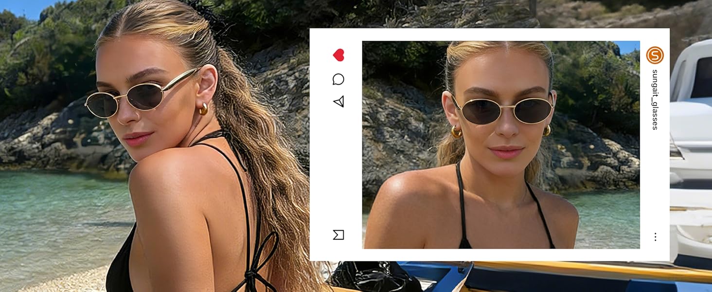 Vintage Luxury Oval Sunglasses for Women Polarized