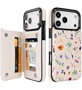 Obbii for iPhone 18 Pro Max Wallet Case with Card Holder,Watercolor Floral | Flip PU Leather,Kick...