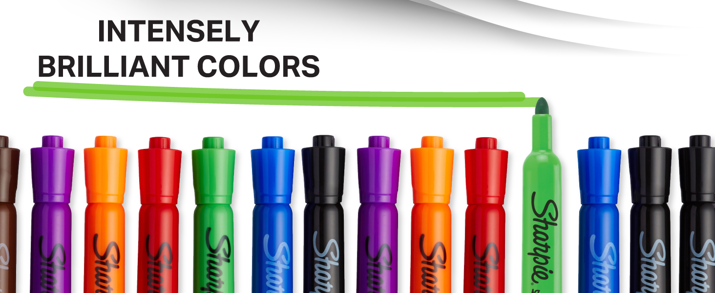 flip chart marker bullet tip sharpie intensely brilliant colors red black blue green orange purple