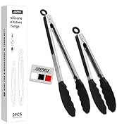 2 Pack Black Premium Stainless Steel Heat Resistant Kitchen Tongs for cooking,set of 9