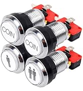 EG Starts Arcade Buttons Chrome Silver Plated 5V / 12V LED Illuminated Push Button 1P / 2P Player...