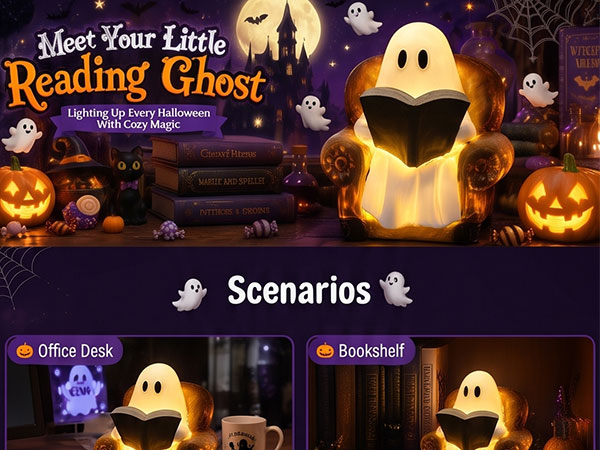 ghost reading book lamp halloween decorations indoor