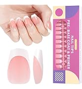 Quaferen French Gel Nail Tips: French Tip Press on Nails - Upgraded Silky Matte 240PCS Pink Short...