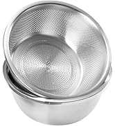 Cluren Colander and Bowl Set 5.0QT (2-in-1) - Thickened 304 Stainless Steel Kitchen Strainer Bowl...