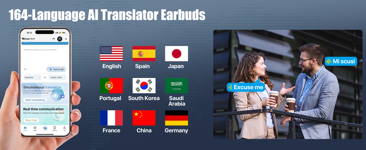 164 language translation earbuds