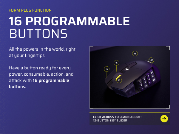 16 programmable buttons, mmo mouse, moba mouse