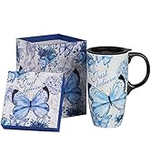 Topadorn 17 oz Ceramic Travel Mug with Spill Proof Lid &amp; Handle, Microwave Dishwasher Safe Coffee...