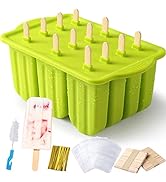 Popsicle Molds Silicone BPA-free,12 Pieces Popsicle Trays for Freezer,Homemade Ice Cream Popsicle...