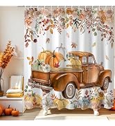Mocsicka Fall Shower Curtain for Bathroom, Autumn Truck Pumpkin Shower Curtain for Fall Bathroom ...