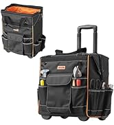 VEVOR 15" Rolling Tool Bag, 110 lbs Load Capacity, 25 Pockets Heavy Duty Roller Tool Bag on Wheel...